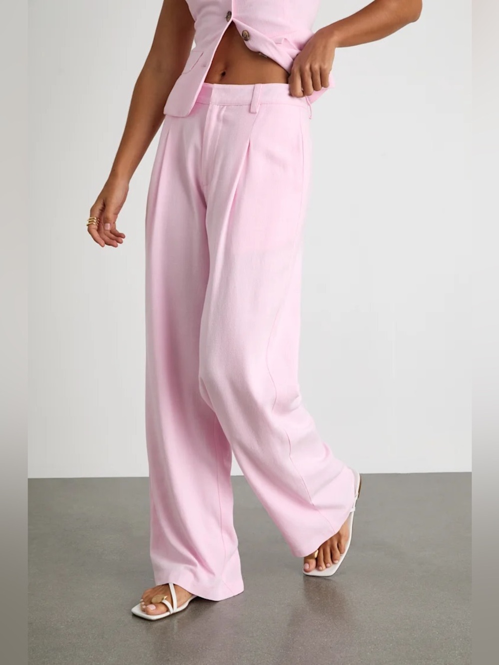 Olia light pink high waisted trousers